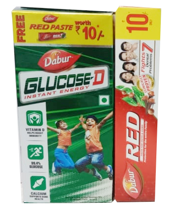 Dabur Glucose-D , 75g+ Free Rs.10 Dabur Red Paste